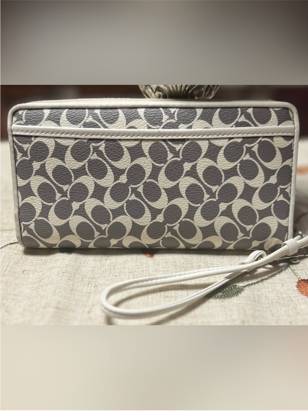 Coach Gray and White Signature Wristlet